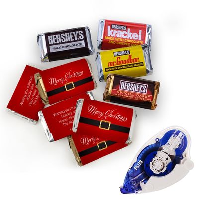 220pcs Christmas Candy DIY Party Favors Miniatures Chocolate, Personalized Mini Wrappers & Glue Tape Kit - Santa Buckle