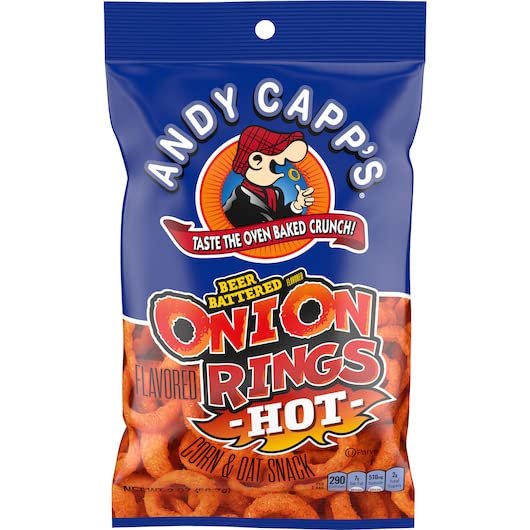 Andy Capp's Beer Battered Onion Rings Hot, 2 Oz Bag, (3-Pack)