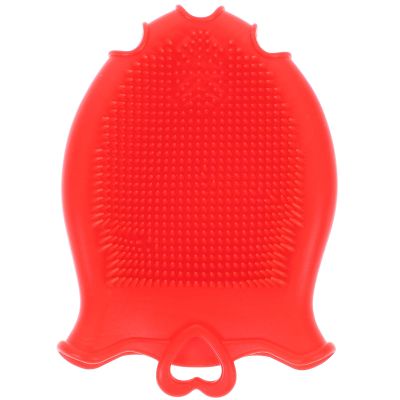 FRCOLOR Baby Head Scrubber Soft Silicone Baby Bath Scalp Brush Massage Flower Shape Cap Essential for Dry Brush Skin Scrubbers Red