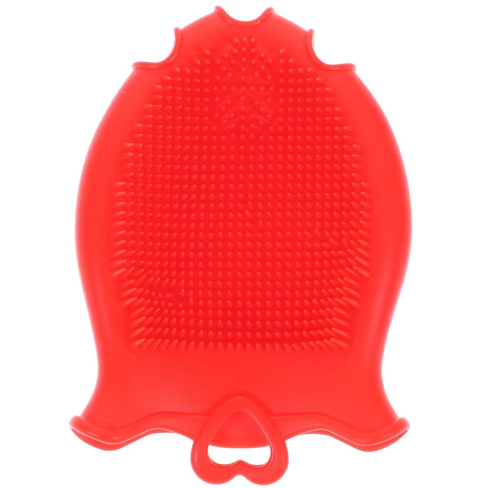 FRCOLOR Baby Head Scrubber Soft Silicone Baby Bath Scalp Brush Massage Flower Shape Cap Essential for Dry Brush Skin Scrubbers Red
