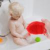 FRCOLOR Baby Head Scrubber Soft Silicone Baby Bath Scalp Brush Massage Flower Shape Cap Essential for Dry Brush Skin Scrubbers Red view 4