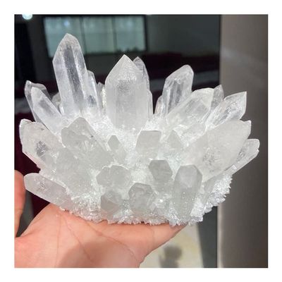Health & Household Natural Clear White Quartz Crystal Cluster Point Healing Stone (Size : 500g)