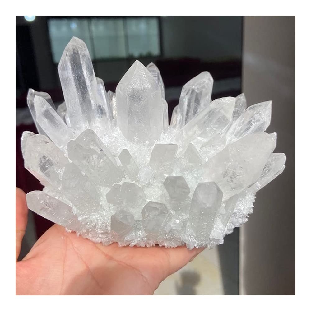 Health & Household Natural Clear White Quartz Crystal Cluster Point Healing Stone (Size : 500g)