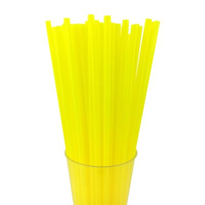 200PCS 10.2 Inches Disposable Decorative Yellow Plastic Straws for Birthday Wedding Cocktail Party Supplies (0.23 * 10.2inch) (Yellow)
