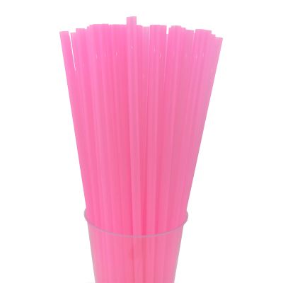 200PCS 10.2 Inches Disposable Decorative Pink Plastic Straws for Birthday Wedding Cocktail Party Supplies (0.23 * 10.2inch) (Pink)