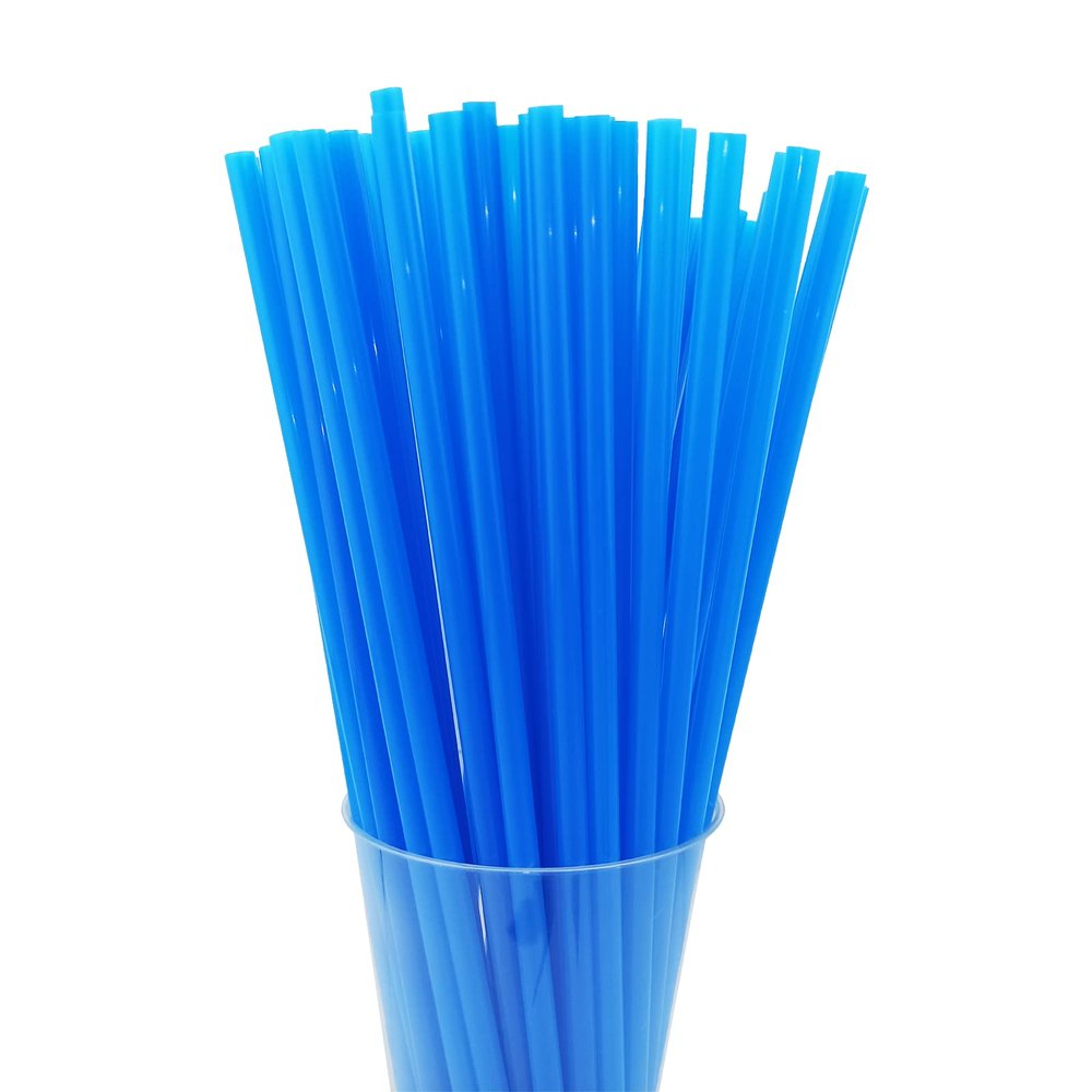 200PCS 10.2 Inches Disposable Decorative Blue Plastic Straws for Birthday Wedding Cocktail Party Supplies (0.23 * 10.2inch) (Blue)