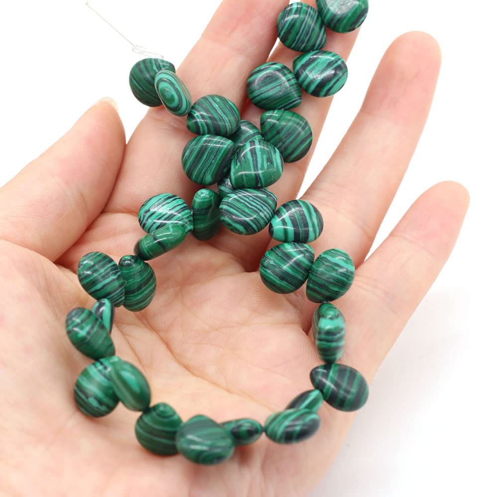 100% Natural Stone Bead Drop Shape India Agates/Quartzs Bead Jewelry Accessories Making Women Bracelet Necklace,Malachite,10x12x5mm