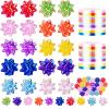 100 Pcs Bright Bows and Ribbon Assortments - Shiny Bows for Gift Wrapping, Curling Ribbon for Christmas, Hanukkah, Birthdays, Weddings, Bridal Showers, Baby Showers (Rainbow Mix 100 Pcs Set) view 1