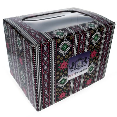 BestPysanky Geometric Design Ukrainian Gift Box with Display Window 7.1 x 5.5 x 5.5 Inches