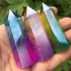 WGPHD Health & Household Bicolourable Aura Crystal Wand Point Electroplating Titanium Coating Quartz Stone Magic Wand 1pcs (Color : Green) view 3
