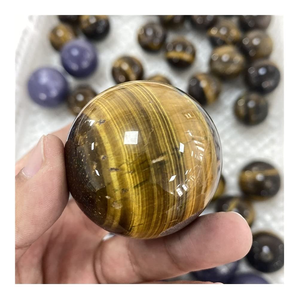 WGPHD Health & Household Natural Rare Tiger Eye Crystal Ball Gemstone Sphere Minerals Healing Stone 1pc (Color : Yellow, Size : 1pc)