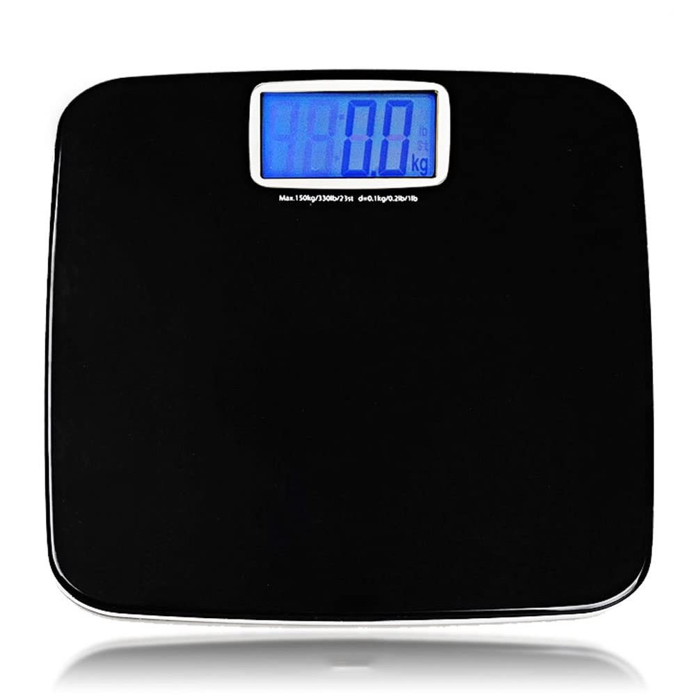 Feiyx Bathroom Scale,Digital Bathroom Scale w/Extra Large LCD Display,Measures Weight up to 330 lbs,Highly Accurate Digital Bathroom Body Scale (Color : Black)