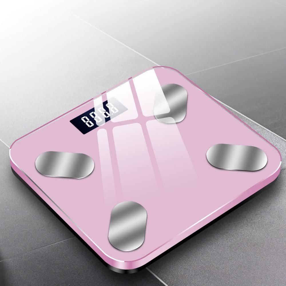Feiyx Home Smart Weight Scale,Large Display, Electronic High Precision Digital Analysis Scales Ultra-Thin Weight Scale (Color : Pink)