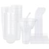 Potomac Collection Snack and Drink Cup, 30 Sets Disposable Plastic Cup with Snack Bowl on Top Includes 30 Cups, 30 Bowls, 30 Straws, 60 Forks for Party, Stadium, Patron and Movie Night view 1