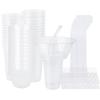 Potomac Collection Snack and Drink Cup, 30 Sets Disposable Plastic Cup with Snack Bowl on Top Includes 30 Cups, 30 Bowls, 30 Straws, 60 Forks for Party, Stadium, Patron and Movie Night view 2