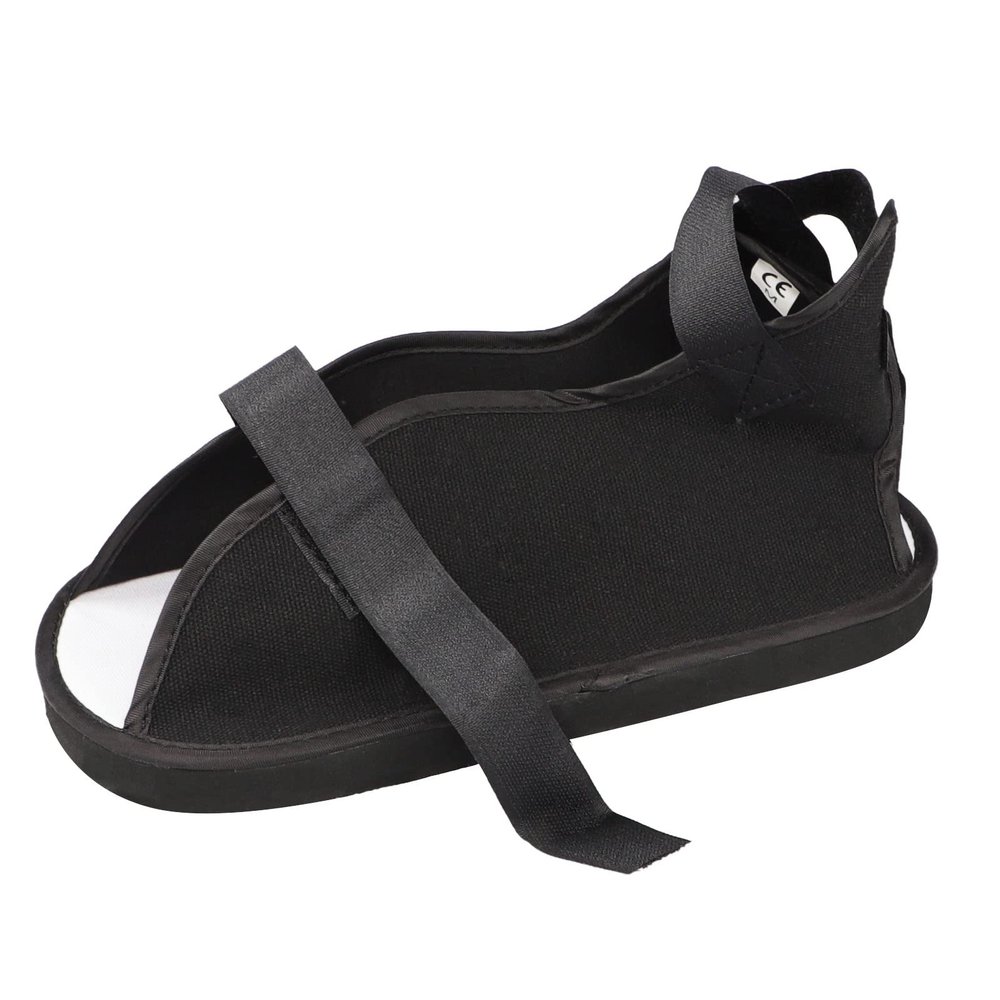 1pcs Open Toe Plaster Cast Shoe Short Canvas Cast Boot Lightweight Waterproof Stress Foot Fracture Shoe for Women Men Kids (Black, M)