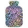 Colorful Leopard Hot Water Bottle Premium Rubber Cute Animals Spots Winter Hot Water Bags with Soft Velvet Cover 1 Liter view 1