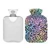 Colorful Leopard Hot Water Bottle Premium Rubber Cute Animals Spots Winter Hot Water Bags with Soft Velvet Cover 1 Liter view 2
