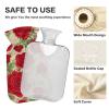 Red Rose Flowers Hot Water Bottle Premium Rubber Green Leaves Golden Polka Dot Winter Hot Water Bags with Soft Velvet Cover 2 Liter view 4