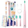 SEAGO Kids Electric Toothbrush, Sonic Soft Bristle Rechargeable Toothbrushes with DIY Stickers, 5 Modes, Includes 4 Replacement Brush Heads, Ages 3 to 12 Years Old (Pink) view 1