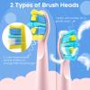 SEAGO Kids Electric Toothbrush, Sonic Soft Bristle Rechargeable Toothbrushes with DIY Stickers, 5 Modes, Includes 4 Replacement Brush Heads, Ages 3 to 12 Years Old (Pink) view 3