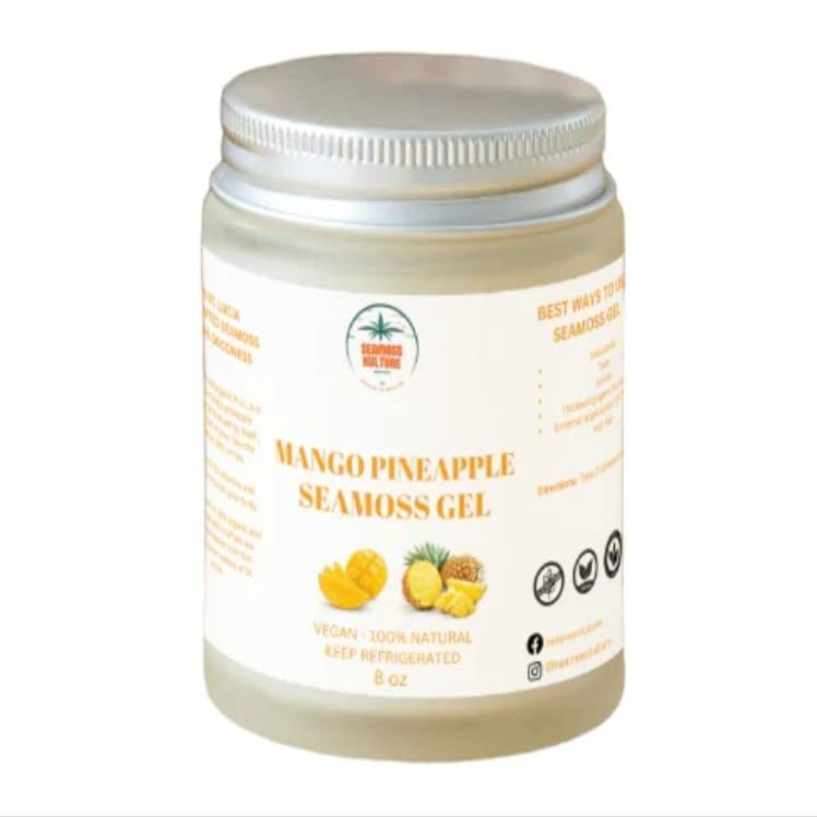 Sea Moss Gel- Infused with Mango and Pineapple Wildcrafted Organic Irish Moss Non-GMO All Natural No Preservatives(Mango Pineapple) (32 oz)