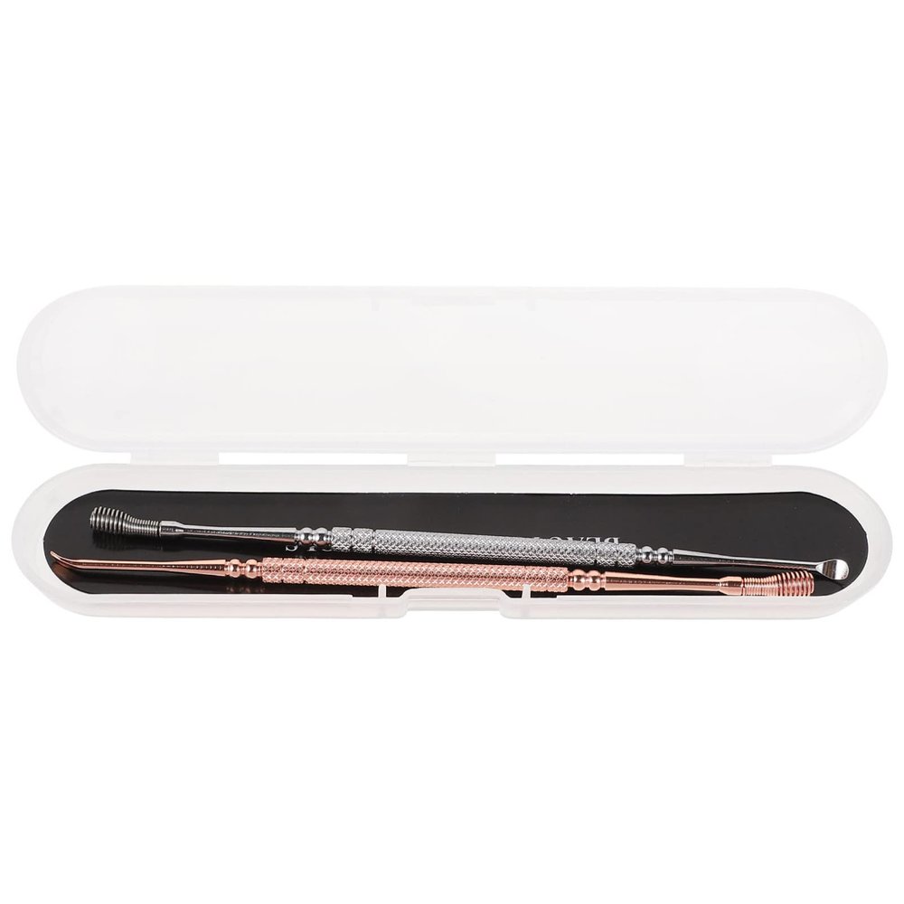 Healifty 1set Dual-Head Spring Ear Wax Removal Tool Ergonomic Stainless Steel Cleaners for Safe and Gentle Ear Cleaning Comfortable Use Silver Rose Gold