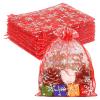 HRX Package 100pcs Snowflake Organza Bags Christmas 5x7 inch, Red Drawstring Mesh Gift Pouches for Jewelry Candy Party Favor view 1