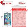 HRX Package 100pcs Snowflake Organza Bags Christmas 5x7 inch, Red Drawstring Mesh Gift Pouches for Jewelry Candy Party Favor view 2