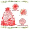 HRX Package 100pcs Snowflake Organza Bags Christmas 5x7 inch, Red Drawstring Mesh Gift Pouches for Jewelry Candy Party Favor view 3