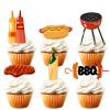 18pcs Gold Glitter Dessert Cupcake Topper Cooking Outdoor BBQ Kebabs Theme Decor Supplies Baby Shower Boy Girl Happy Birthday Summer Party Decorations view 1