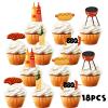 18pcs Gold Glitter Dessert Cupcake Topper Cooking Outdoor BBQ Kebabs Theme Decor Supplies Baby Shower Boy Girl Happy Birthday Summer Party Decorations view 3