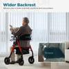 ELENKER All-Terrain Rollator Walker with 10 Non-Pneumatic Wheels, Sponge Padded Seat and Backrest, Fully Adjustment Frame for Seniors, Red view 4