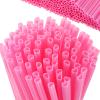 Zubebe 500 Pcs Valentine Heart Shaped Straws Cute Anti Wrinkle Disposable Drinking Plastic Straw for Birthday Bridal Shower Drinking Wedding Party Supplies (Pink) view 1