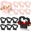 Sinmoe 12 Pcs Valentines Heart Shaped Boxes for Flowers Valentines Flower Gift Bag Wedding Empty Bouquet Gift Bags with Handle Folding Basket for Bridal Baby Shower Party Supply(Black, Pink) view 1