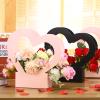 Sinmoe 12 Pcs Valentines Heart Shaped Boxes for Flowers Valentines Flower Gift Bag Wedding Empty Bouquet Gift Bags with Handle Folding Basket for Bridal Baby Shower Party Supply(Black, Pink) view 4