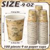 Funtery 100 Pcs Paper Drinking Cups, 9 oz Party Favor Supplies Decorations Disposable Drinking Cups for Western Theme Birthday Party Drinks Holidays Dinner(Retro Pirate) view 2
