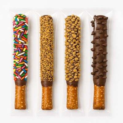 Chocolate Dipped Pretzel Rods Variety Pack  20 Count  Sprinkles, Toffee, Coconut & Chocolate Chip  Individually Wrapped Gourmet Snack  Fresh Made to Order  Sweet & Salty Treat