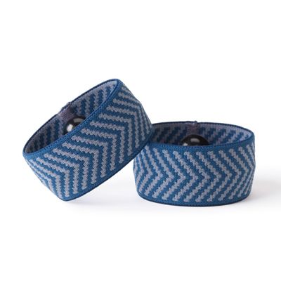 Blisslets Acupressure Relief Band - Wind & Waves Collection - Stylish Wellness Bracelets for Queasiness Relief | Travel, VR, Pregnancy, Cruise (Indigo/Gray, Medium - 5 5/8" - 6 5/8")