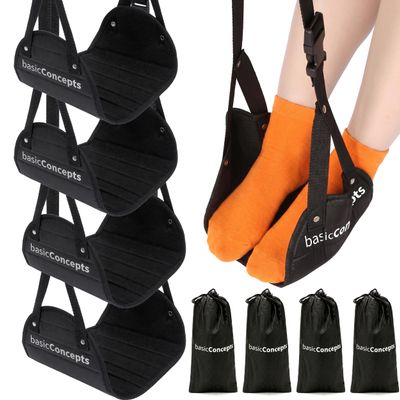Airplane Footrest (4 Pack), Perfect Foot Hammock for Airplane Travel or Office - Relax Your Feet
