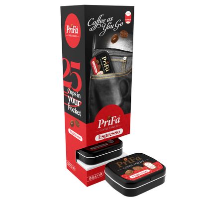 Prifa Coffee Tablets, Pocket Coffee Espresso to Go - Unsweetened Real Coffee Absorbable Lozenge Coffee Candy - Natural Sugar Free Instant Energy Pouches, Caffeine Mints for Keto (Espresso, 10 Tins)