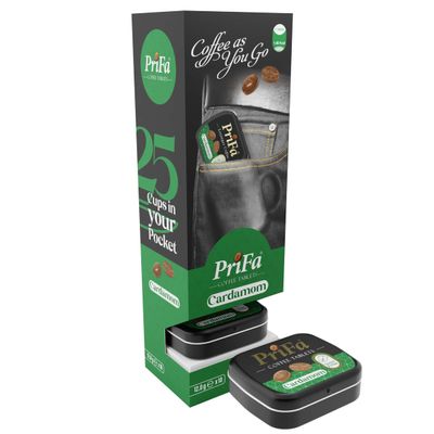 PriFa Coffee Tablets, Cardamom Pocket Coffee - Unsweetened Real Coffee Absorbable Lozenge Coffee Candy - Natural Sugar Free Instant Energy Pouches, Caffeine Mints for Keto (Cardamom, 10 Packs)