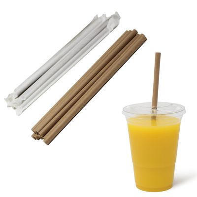 Wrapped Kraft Paper Smoothie Straws 0.3 Inch Wide, Biodegradable Brown Jumbo Durable Drinking Straws, Smoothies, Bubble Tea, Boba, Meal Prep, Milk Shakes, Bulk (200 - Pack)