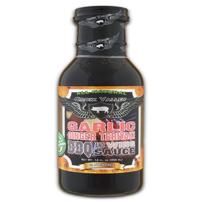 All Natural and Gluten Free, Garlic Ginger Teriyaki BBQ & Wing Sauce, 12 Ounce, (Pack of 3)