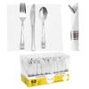 DecorFest Premium Pre-rolled Napkin and Plastic Cutlery Set  Flatware Set for Parties, Events, Housewarming & Special Occasions - Set of 50  Silver view 2