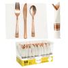DecorFest Premium Pre-rolled Napkin and Plastic Cutlery Set  Flatware Set for Parties, Events, Housewarming & Special Occasions - Set of 50  Rose Gold view 2