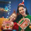 Faccito 18 Pcs Christmas Gift Boxes Bulk 3D Christmas Treat Theme Boxes for Cookie Goodie Snack Candy Favors Present with Handles Holiday Xmas Party Supplies(Gingerbread) view 4