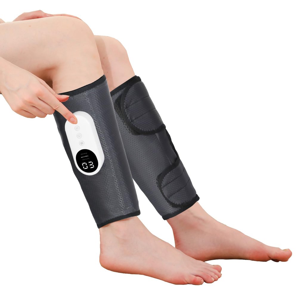 LINGTENG Leg Massager for Circulation and Pain Relief, Calf Air Compression Massager with Heat, Leg Massager with 3 Intensities, 3 Modes, Easy to use, Muscle Relaxation, Gifts (Pair)