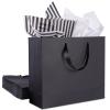 12 Pack Black Gift Bags with Ribbon Handles, Large Gift Bags with Tissue Paper, Black Kraft Paper Gift Bags for Shopping, Small Business, Wedding, Christmas and Holiday (12.5 x4.5 x11) view 1