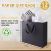 12 Pack Black Gift Bags with Ribbon Handles, Large Gift Bags with Tissue Paper, Black Kraft Paper Gift Bags for Shopping, Small Business, Wedding, Christmas and Holiday (12.5 x4.5 x11) view 2